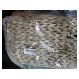 Coeusy Wicker Trash Can,Bathroom Trash Can,Waterproof Wicker Waste Basket for Bathroom,Narrow Small Waste Basket for Bedroom,Office, Cream White 5 Gallon