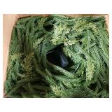 Prelit & Timer - 9 Ft by 12 Inch Christmas Garland with Lights, Real Touch Norfolk Pine Garlands Cedar Garland Artificial Realistic Soft Thickness 180 Pine Cypress Tips for Mantle Table Stairs Railing