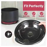 COZZIVITA GE Black Stove Drip Pans, 10% Energy Save by Enamel Spraying Prevent Bending and Rust - Include 2 6