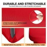 2 Pack 6 Feet Red Spandex Tablecloth for Rectangular Tables, Fitted & Stretch, Washable, Wrinkle Resistant, Perfect for Event, Wedding, Party, Banquet, Cocktail, Festival, and Table Protector