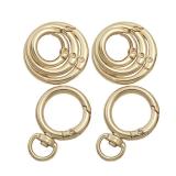 HOLAILS 8PCS Metal Spring O Ring Set, Mixed Sizes Round Carabiner Keychain Snap Hooks for Key Rings, Bags, Dog Tags, Buckle, Paracord, Lanyards, and DIY Repair Crafts (Gold)
