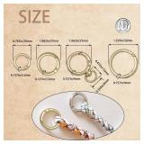 HOLAILS 8PCS Metal Spring O Ring Set, Mixed Sizes Round Carabiner Keychain Snap Hooks for Key Rings, Bags, Dog Tags, Buckle, Paracord, Lanyards, and DIY Repair Crafts (Gold)