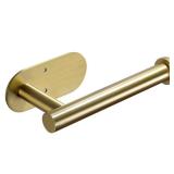 YIGII Adhesive Toilet Paper Holder - Brushed Brass Toilet Roll Holder Stick on Wall for Bathroom, SUS 304 Stainless Steel