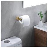 YIGII Adhesive Toilet Paper Holder - Brushed Brass Toilet Roll Holder Stick on Wall for Bathroom, SUS 304 Stainless Steel