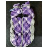 FUAMEY Dog Coat for Large Dogs,Waterproof Dog Winter Jacket with Harness Built in Puppy Cold Weather Coats Reflective Pet Vest with Zipper Warm Fleece Dogs Snowsuit Windproof Purple Plaid L