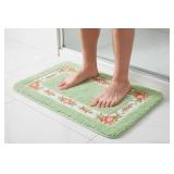 Sytian Multi-Use Romantic Rose Flower Rug - Ultra Soft Non-Slip Absorbent Mat for Bathroom Bedroom Living Room Kitchen (Green, 15.7 x 23.6 Inches)