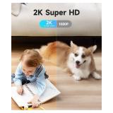 JAIOTlink 2K Cameras for Home Security with Night Vision, Indoor Camera for Dog/Cat/Pet/Nanny/Baby, AI Human, Motion Alerts, 2-Way Audio, 2.4G/5G, Compatible with Alexa (2-Pack)