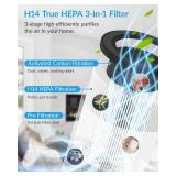 Air Purifiers for Home Bedroom, ADTARK Air Cleaner with H14 True HEPA 3-in-1 Filter, Sleep Mode & Aroma Function, 3 Light Modes, Room Air Purifier with 3 Timer for Office, Dorm, Hotel (Black)