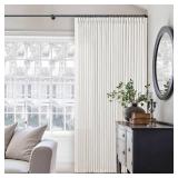 Beige White 70 Inch Wide Curtains 96 Inches Long for Living Room Light Filtering Semi Sheer Farmhouse Pleated Curtain with Hooks Rings for Patio Sliding Door Dining Room Large Window 1 Panel 70x96