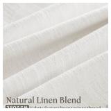 Beige White 70 Inch Wide Curtains 96 Inches Long for Living Room Light Filtering Semi Sheer Farmhouse Pleated Curtain with Hooks Rings for Patio Sliding Door Dining Room Large Window 1 Panel 70x96