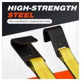 Tow Dolly Straps 2Pcs Tow Dolly Basket Straps with Flat Hook Fit 14-19 Tires, Car Wheel Tie Down Strap with 10,000 lbs Breaking Strength