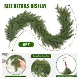 Artgar 6 Ft Realistic Christmas Cedar Garland, Thick Faux Green Garland, Real Touch Artificial Greenery Pine Garlands for Home Table Mantle Stairs Railing Window Outdoor Holiday Xmas Decor