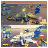 City Airplane Set Building Toys with LED Light, 3 IN 1 Plane Building Blocks with Airport Terminal, Luggage Trailer, Aircraft, Airplane Toy Sets for Kids, Boys, Girls Age 6-12, Christmas Birthday Gift
