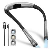 Glocusent Book Light, 3-Color & 6-Brightness Reading Light, Bendable Neck Light, 80-hr Lasting Rechargeable Book Light, Perfect Reading Lights for Books in Bed, Knitting, Repairing, Book Lovers Gifts
