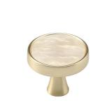 AENZOOY 10 Pack Round Gold Knobs 1.2 Brushed Yellow Pearl Gold Drawer Knobs,Cabinet 1 Hole Hardware Handles Decorative Furniture Knobs for Dresser Wardrobes
