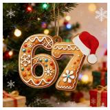 67 Christmas Ornament - Funny 67 Ornament Decor Christmas Tree Hanging Ornaments - Acrylic Six Seven Ornament - 67 Decorations Meme Grandkid Birthday Gift Xmas Holiday Home Decor