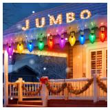 2 Pack Outdoor Christmas Decorations - Jumbo Xmas String Lights or Pathway Markers - Large Multicolored Bulbs Hanging Lights Waterproof Lawn Decoration for Holiday Home Tree Roof Yard Garden