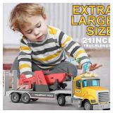 DOWELLIN Large 22 Semi Police Truck Toy with Propeller Aircraft Car Toys for Kids Toddlers, Christmas Birthday Gift for Boy Girl Child 3 4 5 6 7 Years Old