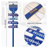 pechpell 51.2H Wooden Hanukkah Yard Sign with Stakes, Outdoor Chanukah Menorah Dreidel Star of David Latkes Decor, Jewish Holiday Lawn Patio Garden Front Door Porch Party Supplies Home Decorations