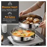 Steamer Pot Stainless Steel 2 Tier - 28cm Steamer Pot w/Glass Lid Food Veg Cooker Pot Cooking Pan Steaming Pot Dim Sum Cookware Steamer For Kitcken Cooking Tool
