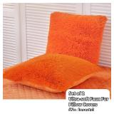 LIFEREVO 2 Pack Fluffy Faux Fur Pillow Shams,18 x 18 Inches Throw Pillow Covers,Luxury Decorative Furry Pillowcases Cushion Cover for Christmas,Zipper Closure,No Pillow Insert,Orange