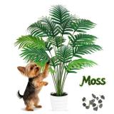 Der Rose 28 Fake Palm Tree Tall Artificial Plants Areca Faux Trees Indoor in White Pot for Home Office Living Room Floor Porch Balcony Decor