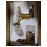 DN DECONATION 2PCS Christmas Resin Reindeer Figurines Decorations, Small Gold Brass Deer Decorative Statues Deer Sculptures for Indoor Home Decor Tabletop Mantle Cabinet Desktop Office