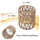 3 Pack Clip-On Chandelier Lamp Shade, Rattan Lamp Shade Small, Boho Woven Cylinder Mini Lamp Shades, Clip on Candle Bulb LampShades for Floor Lamps Pendant Light Wall Sconces Light Fixture Shades