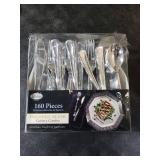Plastic Cutlery Silverware Extra Heavyweight Disposable Flatware, Full Size Cutlery Combo, Polished Silver, 80 Forks, 40 Spoons, 40 Knifes, Value Pack 160 Count