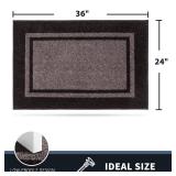 PURRUGS Dirt Trapping Door Mat 24 x 36, Non-Slip Machine Washable Entryway Rug, Entrance Mat, Indoor Front Door Mat, Super Absorbent Entry Rug for Muddy Shoes & Paws, Grayish Brown & Coffee