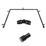 Bay Window Curtain Rods, HOTOZON 7/8 Inch Heavy Duty Curtain Rods for Bay Windows 48-84 Inch(Center Rod), 32-58 Inch Side Rods for Windows, Black, Decorative Drapery Rod with End Cap Finials