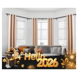 Bay Window Curtain Rods, HOTOZON 7/8 Inch Heavy Duty Curtain Rods for Bay Windows 48-84 Inch(Center Rod), 32-58 Inch Side Rods for Windows, Black, Decorative Drapery Rod with End Cap Finials