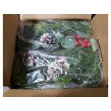 Christmas Garland of Artificial Norfolk Pine 6FT Christmas Decorations Indoor of Real Touch Winter Cedar Garland with Pinecones Red Berries Green Garland for Table Mantle Wall Outdoor