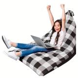 Huddle Original Stuffed Animal Bean Bag for Storage (No Filler) Large Designer Beanbag Chairs for Kids Teen & Adults | Instant Clutter Clear for Style Moms - Stuffed Animal Storage Chair Gingham
