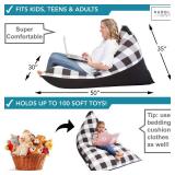 Huddle Original Stuffed Animal Bean Bag for Storage (No Filler) Large Designer Beanbag Chairs for Kids Teen & Adults | Instant Clutter Clear for Style Moms - Stuffed Animal Storage Chair Gingham