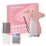 Stitch Gun for Clothes,Mini Quick Stitch Sewing Gun -Clothing Tag Gun 6 Needles,500 Black & 500 White Fasteners(Pink)