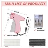 Stitch Gun for Clothes,Mini Quick Stitch Sewing Gun -Clothing Tag Gun 6 Needles,500 Black & 500 White Fasteners(Pink)