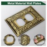 Antique Brass Duplex Outlet Cover Paisley Pattern Decorative Wall Plates for Electrical Outlet, Metal Switch Plates and Receptacle Cover for Kitchen Bathroom (1 Gang Duplex Outlet-6 Pack)