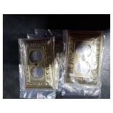 Antique Brass Duplex Outlet Cover Paisley Pattern Decorative Wall Plates for Electrical Outlet, Metal Switch Plates and Receptacle Cover for Kitchen Bathroom (1 Gang Duplex Outlet-6 Pack)