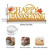 Metal Happy Thanksgiving Sign, Tiered Tray Decor with 18 Pcs Tealights, Orange Fall Decorations Tea Lights Candles Holders for Home, Office, Shelf, Mantel, Indoor, Table, Autumn Decoration