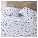 Eddie Bauer - Flannel Sheets Queen Size, Anti-Pilling & Wrinkle Resistant Cotton, Touchably Soft for All-Season Comfort - Bed Sheets with Matching Pillowcases & Fitted Sheet (Dog Friends White)