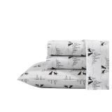 Eddie Bauer - Flannel Sheets Queen Size, Anti-Pilling & Wrinkle Resistant Cotton, Touchably Soft for All-Season Comfort - Bed Sheets with Matching Pillowcases & Fitted Sheet (Dog Friends White)