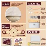 Superbaking Banneton Bread Proofing Basket Set with Silicone Dough Sling, 9 Splinter-Free Proofing Basket, Non-Stick Dutch Oven Liner, Sourdough Starter Kit, Sourdough Bread Baking Supplies & Tools