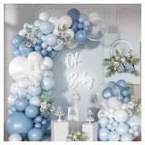 Dusty Blue Balloon Arch Kit 126 Pcs Light Blue and White Balloon Arch Garland Kit Include Macaron Balloons for Wedding Birthday Baby Shower Gender Reveal Bridal Decorations