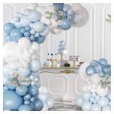 Dusty Blue Balloon Arch Kit 126 Pcs Light Blue and White Balloon Arch Garland Kit Include Macaron Balloons for Wedding Birthday Baby Shower Gender Reveal Bridal Decorations