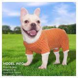 TONY HOBY Female/Male Pet Dog Pajamas Stripes 4 Legged Dog pjs Jumpsuit Soft Cotton Dogs Clothes (XL Orange+White-Boys)