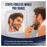 MIRRORVANA Fogless Shower Mirror with 360° Suction Cup - Anti Fog & Mist Free Shatterproof Shaving Mirror for Bathroom - 16cm x 16cm (Pure White)