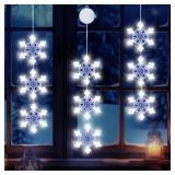 Christmas Decorations Lights, 3Pack White Snowflake Window Lights Battery Operated Christmas Light Hanging Lighted Window Decoration for Indoor Outdoor Xmas Tree Home Decor