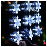 Christmas Decorations Lights, 3Pack White Snowflake Window Lights Battery Operated Christmas Light Hanging Lighted Window Decoration for Indoor Outdoor Xmas Tree Home Decor