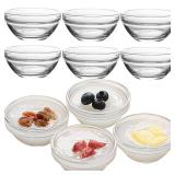 Set of 12 Clear Glass Prep Bowls
